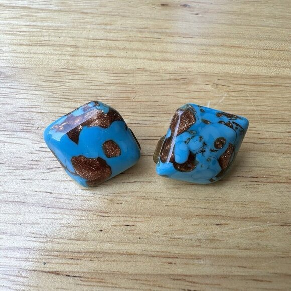 VTG‎ Venetian Turquoise Aventurine Murano Glass Bead Necklace + Earrings 18" - Picture 8 of 13